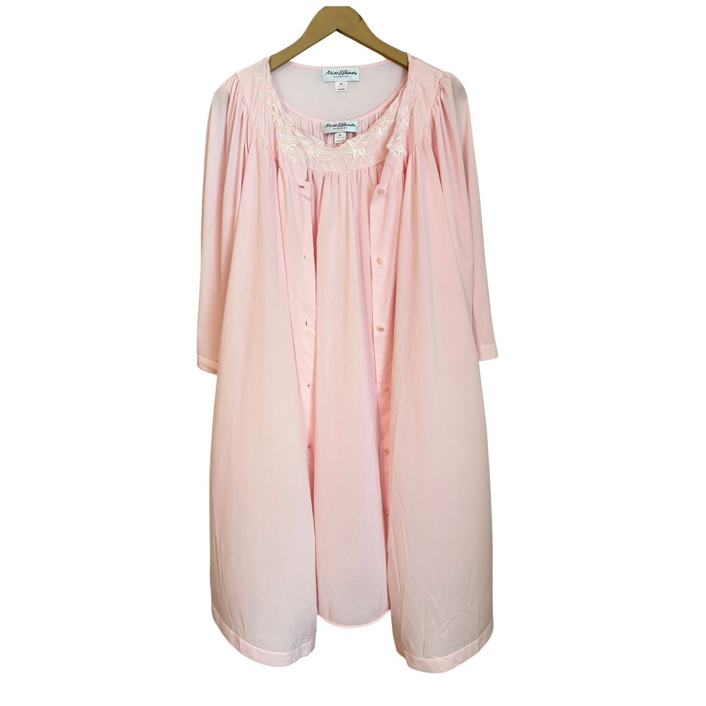 Miss Elaine Classics Pink Nylon Nightgown & Robe Set Size medium Floral
